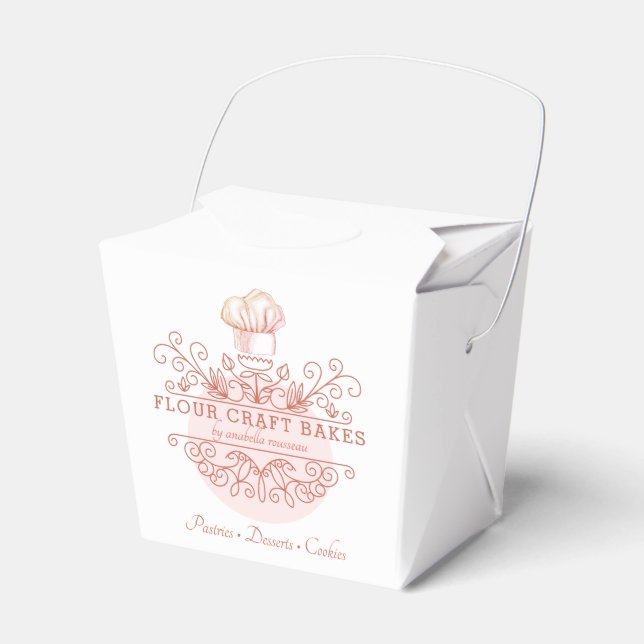 Rosa und Rose Verziert Baker-Logo Geschenkschachtel (Vorderseite)