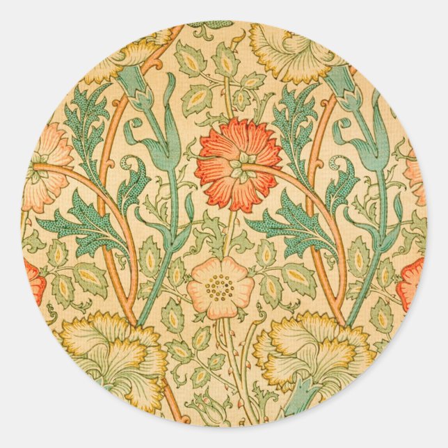 Rosa und Rose von William Morris Runder Aufkleber (Vorderseite)