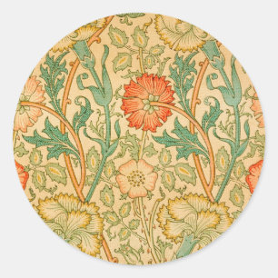 Rosa und Rose von William Morris Runder Aufkleber
