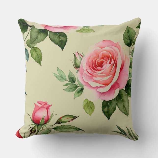 Rosa und Rosenknospe Kissen (Vorderseite)