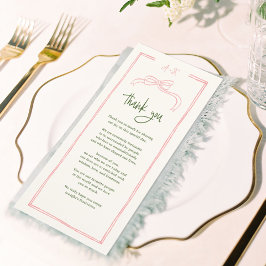 Rosa und Rot-farbige Hochzeit Danke Platzkarte