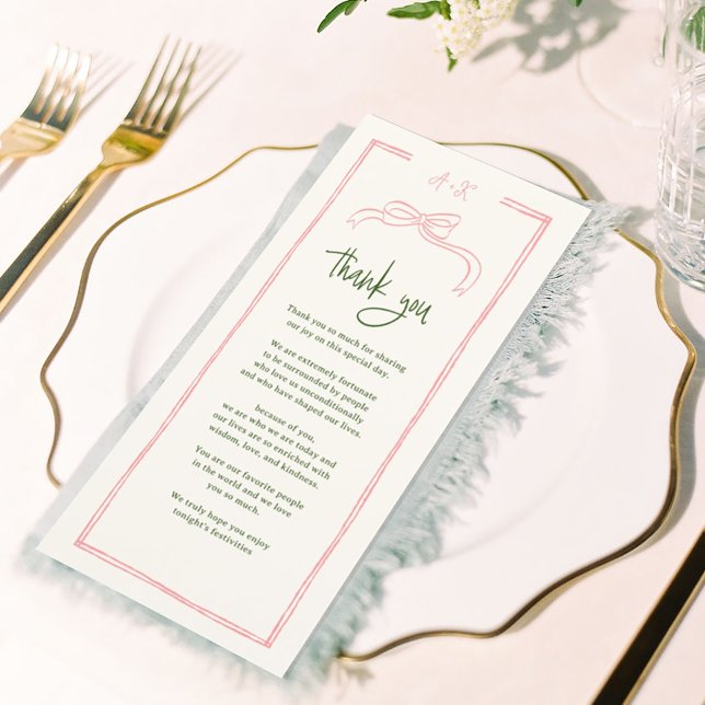 Rosa und Rot-farbige Hochzeit Danke Platzkarte (Von Creator hochgeladen)