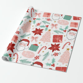 Rosa und Rot Feiertag Weihnachtsgeburten Wrapping Geschenkpapier