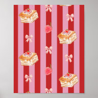 Rosa und rot gestreiftes Design mit Kuchendekor