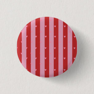 Rosa und rot, Herz gestreift Button