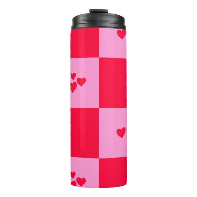 Rosa und rot im Herzen Thermosbecher (Vorderseite)