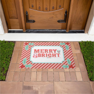 Rosa und Rot Merry & Bright Holiday Door Mat Fußmatte