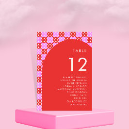 Rosa und Rot Mitte Jahrhundert Seating Chart Namen Tischnummer