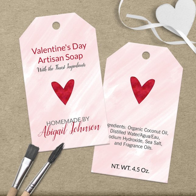 Rosa und Rot 💖 Valentinstag Seife Geschenkanhänger (Pink and Red 💖 Valentine's Day Soap Gift Tags
)