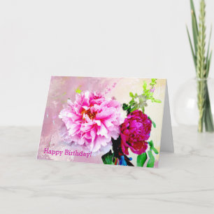Rosa und Rote Begleiter Geburtstagskarte Karte