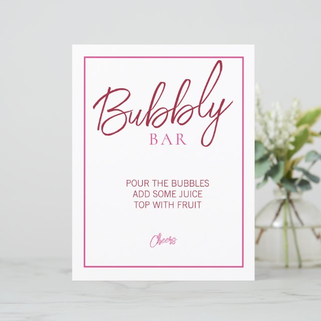 Rosa und Rote Blubbly Bar Sign (Stehend Vorderseite)