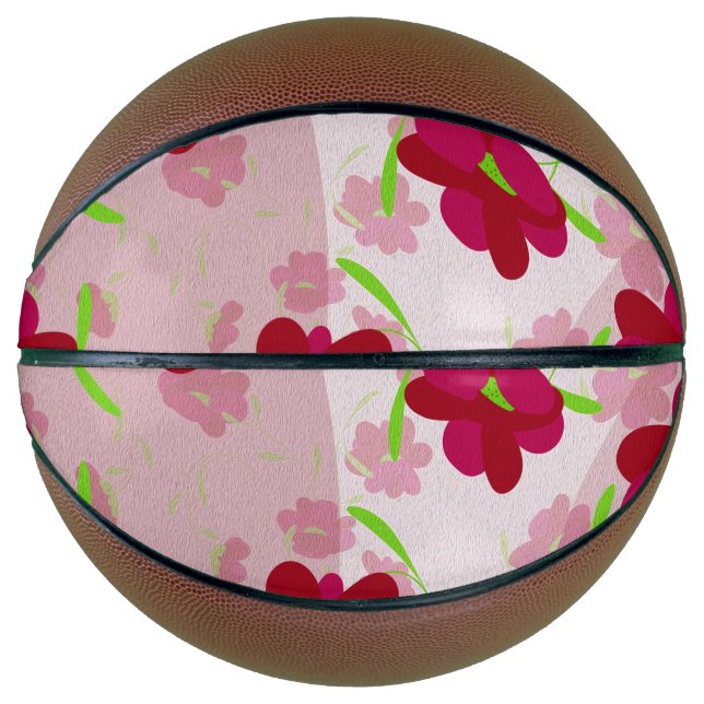 Rosa und rote Blume - Blumen Basketball (Vorderseite)