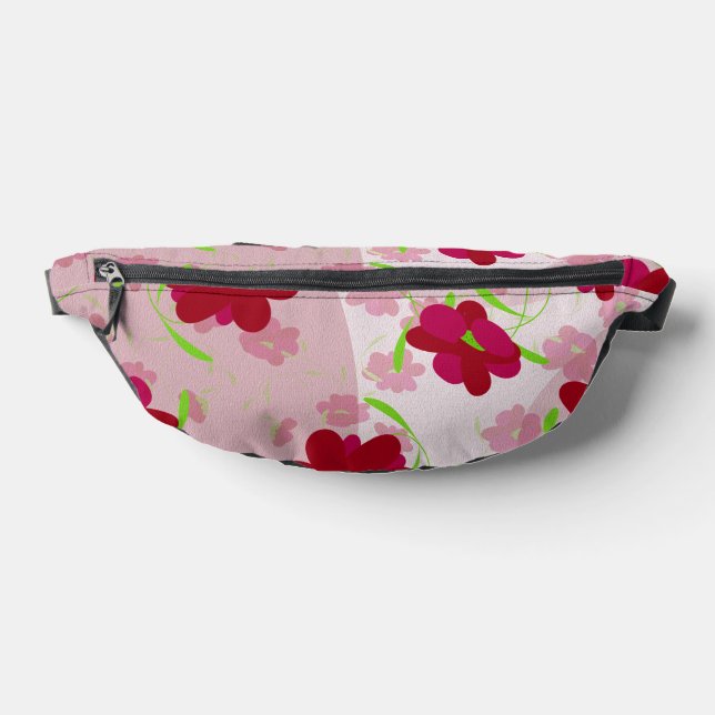Rosa und rote Blume - Blumen Bauchtasche (Ablage )