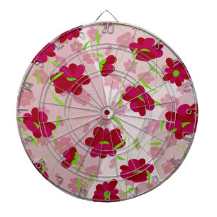 Rosa und rote Blume - Blumen Dartscheibe