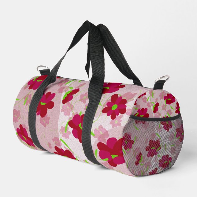 Rosa und rote Blume - Blumen Duffle Bag (Rechte Ecke)