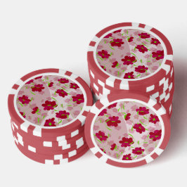 Rosa und rote Blume - Blumen Pokerchips