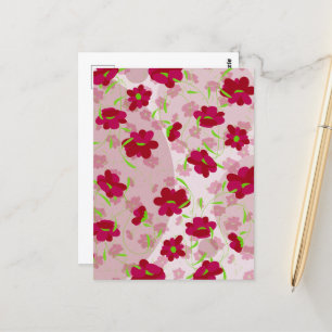 Rosa und rote Blume - Blumen Postkarte