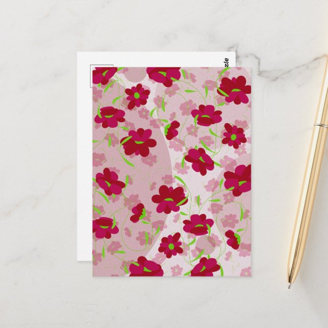 Rosa und rote Blume - Blumen Postkarte (Vorderseite/Rückseite Beispiel)