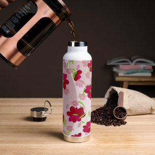 Rosa und rote Blume - Blumen Trinkflasche