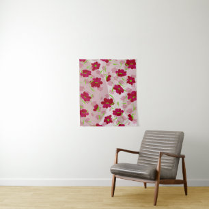 Rosa und rote Blume - Blumen Wandteppich
