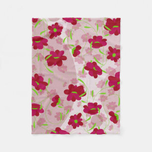 Rosa und rote Blume - Fleece Blankon
