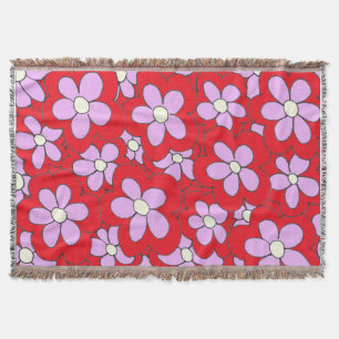 Rosa und rote Blume Zeichnend Design Decke