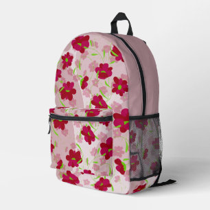 Rosa und rote Blumen - Floral Bedruckter Rucksack