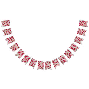 Rosa und rote Blumen - Floral Wimpelkette