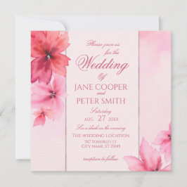 Rosa und rote Blumen Hochzeitseinladung mit Blumen Einladung