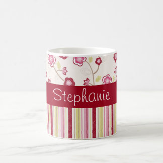 Rosa und rote Blumen-personalisierte Kaffee-Tasse Kaffeetasse
