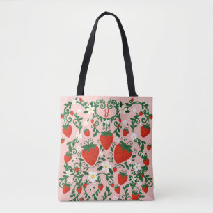 Rosa und rote Blumengewinde Erdbeere Süß Tasche