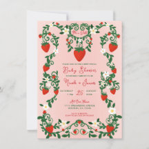 Rosa und Rote Blütenweine Erdbeere Babydusche
