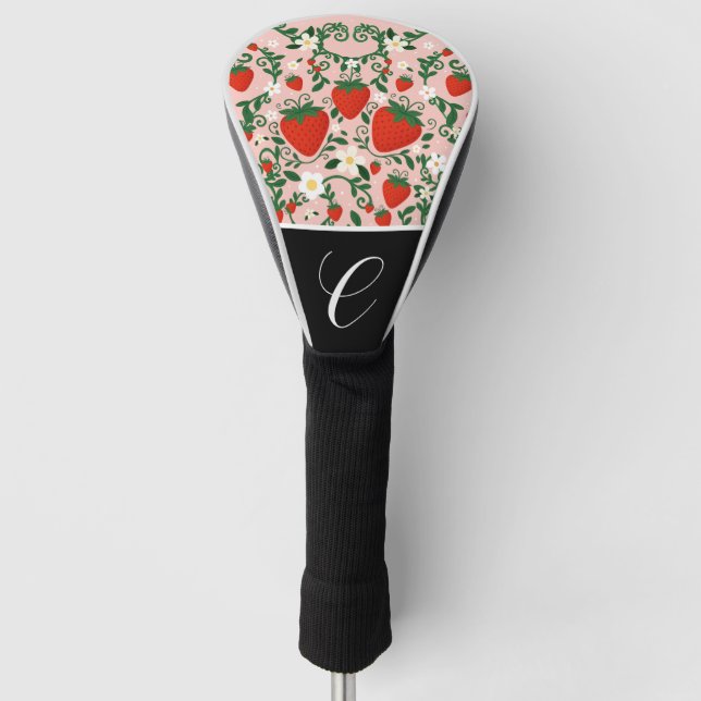 Rosa und Rote Blütenweine Erdbeere Niedlich Golf Headcover (Vorderseite)