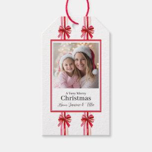 Rosa und Rote Bogen Foto Weihnachten Geschenkanhänger
