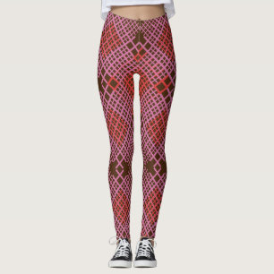 Rosa und rote diagonale Linien kariert D Braun BG Leggings