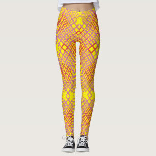 Rosa und rote diagonale Linien kariert gelber Hint Leggings