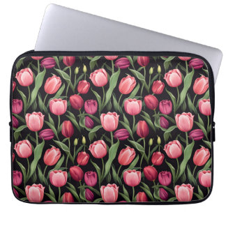Rosa und Rote Flora Tulip Laptopschutzhülle