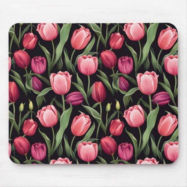 Rosa und Rote Flora Tulip Mousepad (Vorne)