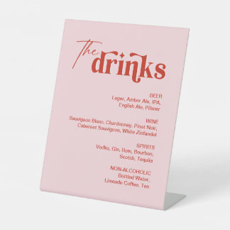 Rosa und Rote Getränke Menü Hochzeit Bar Sockelschild