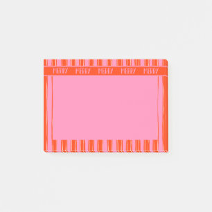 Rosa und rote Hand gezeichnete gestreifte Fröhlich Post-it Klebezettel