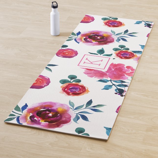 Rosa und rote handbemalte Rose Yogamatte (Beispiel)