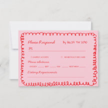 rosa und rote handgezeichnete herzwhimsical hochze