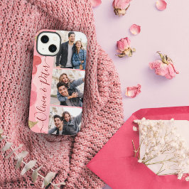 Rosa und rote Herzen heißen 3 Fotos Liebe iPhone Hülle