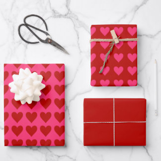 Rosa und Rote Herzen mit Valentinrot Geschenkpapier Set