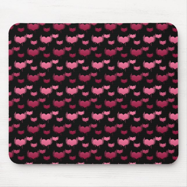 Rosa und rote Herzen Muster Mousepad (Vorne)