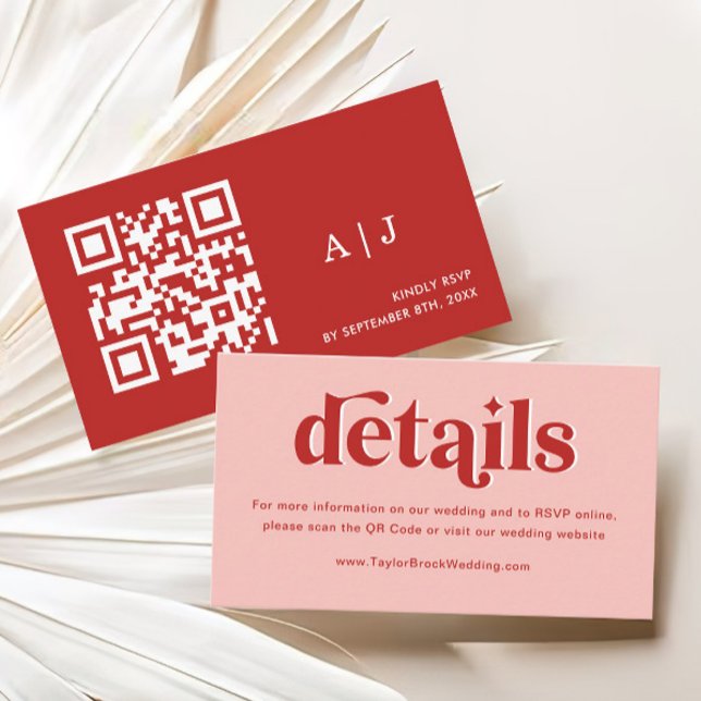 Rosa und Rote Hochzeit Begleitkarte (Von Creator hochgeladen)