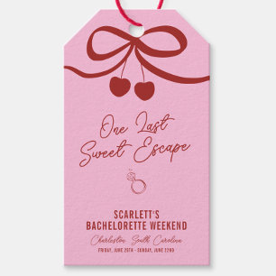 Rosa und Rote Kirsche Bachelorette Geschenkanhänger