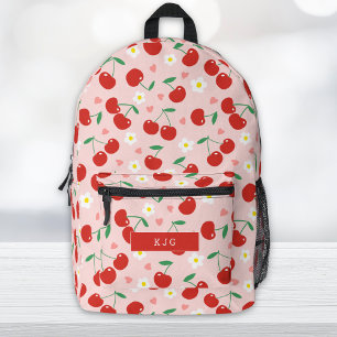 Rosa und Rote Kirsche   Hintergrundmuster-Backpack Bedruckter Rucksack