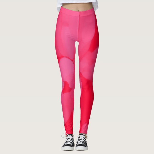 Rosa und rote Krawatte Leggings (Vorderseite)