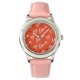 Rosa und Rote Liebe und Herzen Armbanduhr